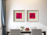 Kissed by Rain — Red Roses with Raindrops | Macro Photography Canvas Wall Art | Set of 2 Square Prints