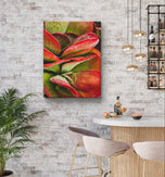 Red Succulents with Raindrops | Vertical Gallery Wrapped Canvas Print | Nature Photography Wall Art for Home & Office