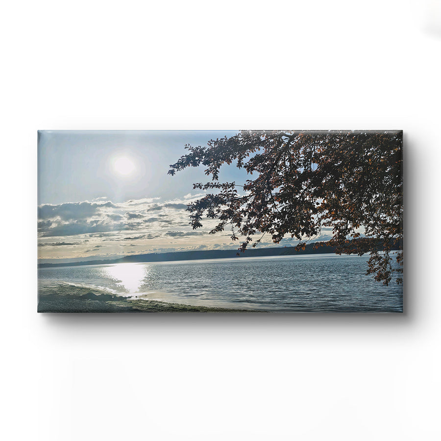 Sea Sunset with Vibrant Leaves