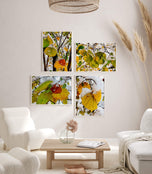 Winter Snowy Leaves Photography | Nature's Seasonal Magic | Set of 4 Canvas Prints | Biophilic Wall Art