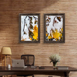 Winter Snowy Orange Leaves Authentic Macro Photography | Unframed Canvas Vertical Print Set of 3 | Biophilic Style Wall Art Decor | Holiday Gift