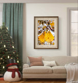 Winter Snowy Orange Leaves Authentic Macro Photography | Unframed Canvas Vertical Print Set of 3 | Biophilic Style Wall Art Decor | Holiday Gift