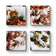 Snowy Red Leaves Authentic Macro Photography | Unframed Canvas Square Print Set of 4 | Biophilic Style Wall Art Decor | Holiday Gift