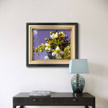 Kissed by Rain — Spirea Flowers with Raindrops Macro Photography | Biophilic White Floral Canvas Wall Art | Unframed Horizontal Print