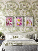 Spring Pink Flowers Canvas Wall Art Set of 3 | Unframed Vertical Macro Photography Prints | Biophilic Décor for Living Room, Bedroom & Office