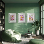 Spring Pink Flowers Canvas Wall Art Set of 3 | Unframed Vertical Macro Photography Prints | Biophilic Décor for Living Room, Bedroom & Office
