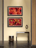 Spring Red Flowers Canvas Wall Art Set of 2 | Unframed Horizontal Macro Photography Prints | Biophilic Décor for Living Room, Bedroom & Office