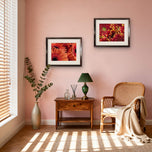 Spring Red Flowers Canvas Wall Art Set of 2 | Unframed Horizontal Macro Photography Prints | Biophilic Décor for Living Room, Bedroom & Office