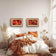 Spring Red Flowers Canvas Wall Art Set of 2 | Unframed Horizontal Macro Photography Prints | Biophilic Décor for Living Room, Bedroom & Office