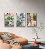 Spring Succulents Canvas Print Set of 3 | Bring Calm Indoors | Authentic Macro Photography | Biophilic Vertical Wall Art for Home Décor