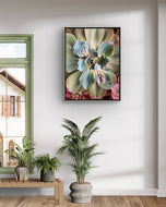Sage Green Succulent Canvas Wall Art — Unframed Vertical Macro Photography Print | Botanical Closeup Decor for Bedroom, Bathroom & Spa | 3 Sizes