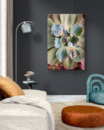 Gallery Wrapped Canvas Featuring Macro Photography of Green Succulents | Biophilic Style Vertical Wall Art for Home & Office Décor