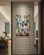 Gallery Wrapped Canvas Featuring Macro Photography of Green Succulents | Biophilic Style Vertical Wall Art for Home & Office Décor