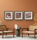 Spring Maple Branches with Raindrops - Authentic Macro Photography - Unframed Canvas Square 3 Prints Set - Biophilic Style Wall Art Décor