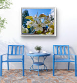 Sunny Cherry Blossom Macro Photography Canvas Set of 3 | Unframed Horizontal Prints | Biophilic Décor for Living Room, Bedroom & Office