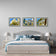 Sunny Cherry Blossom Macro Photography Canvas Set of 3 | Unframed Horizontal Prints | Biophilic Décor for Living Room, Bedroom & Office