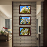 Sunny Cherry Blossom Macro Photography Canvas Set of 3 | Unframed Horizontal Prints | Biophilic Décor for Living Room, Bedroom & Office