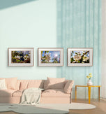 Sunset Apple Blossom Canvas Set of 3 | Horizontal Macro Photography Unframed Prints | Biophilic Wall Art for Living Room, Bedroom & Office