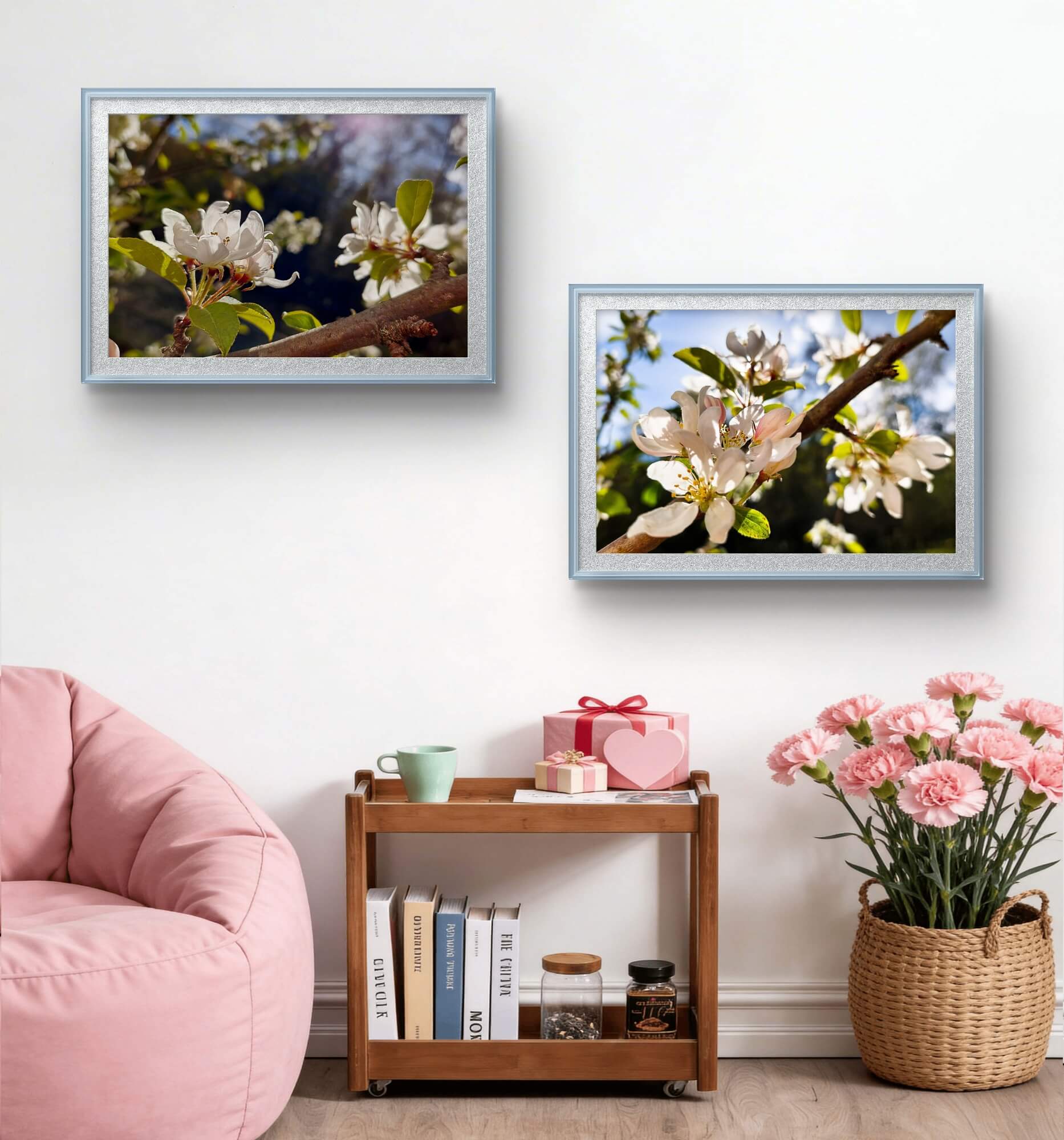 Sunset Apple Blossom Canvas Set of 3 | Spring Wall Art – The