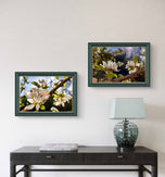 Sunset Apple Blossom Canvas Set of 3 | Horizontal Macro Photography Unframed Prints | Biophilic Wall Art for Living Room, Bedroom & Office