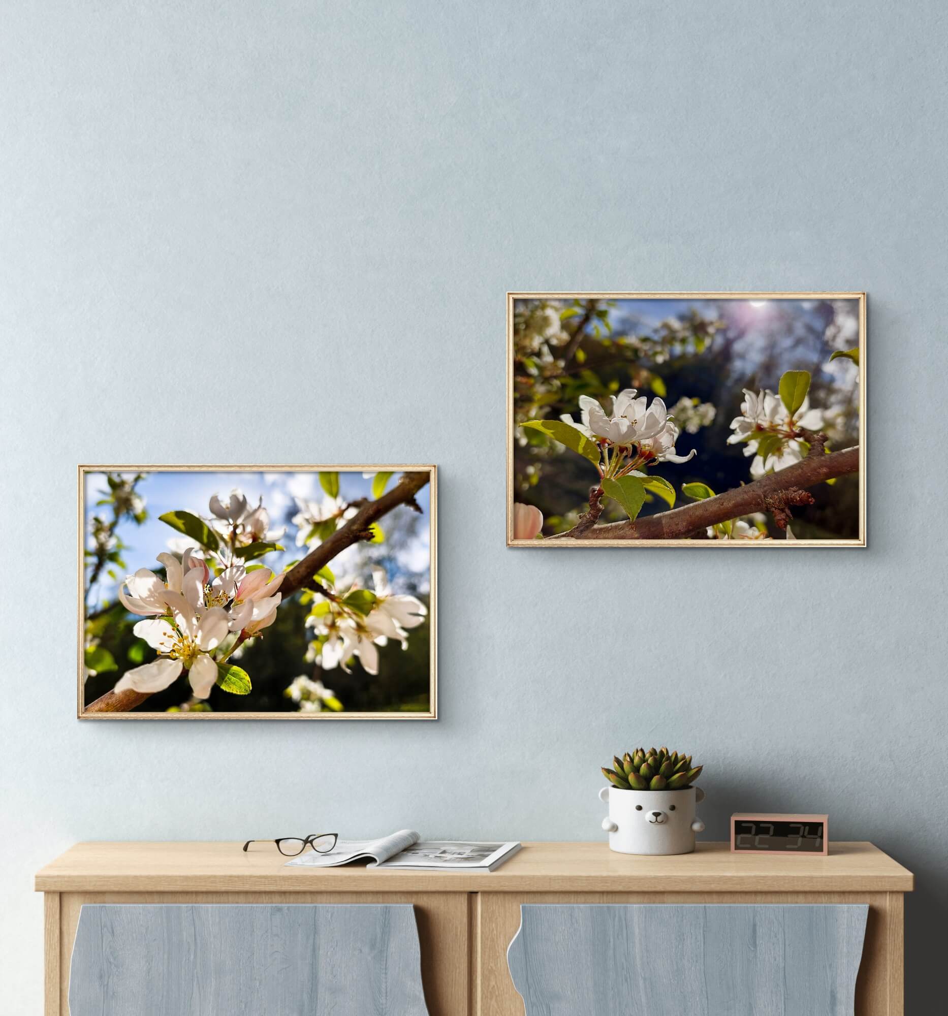 Sunset Apple Blossom Canvas Set of 3 | Spring Wall Art – The
