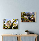Sunset Apple Blossom Canvas Set of 3 | Horizontal Macro Photography Unframed Prints | Biophilic Wall Art for Living Room, Bedroom & Office