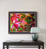 Autumn Rain-Kissed Vibrant Leaves Macro Photography | Set of 4 Horizontal Unstretched Canvas Prints | Biophilic Wall Art Decor