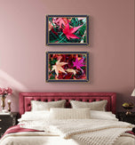 Autumn Vibrant Leaves Authentic Macro Photography | Unstretched Canvas Prints Set of 4 Mixed Orientation Wall Art | Biophilic Style Decor