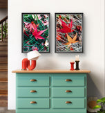 Autumn Vibrant Leaves Authentic Macro Photography | Unstretched Canvas Prints Set of 4 Mixed Orientation Wall Art | Biophilic Style Decor