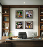 Autumn Vibrant Leaves Photography Prints | Set of 6 Unstretched Canvas Square Wall Art | Biophilic Nature Decor