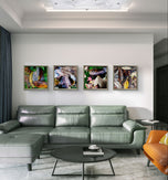 Autumn Vibrant Leaves Photography Prints | Set of 6 Unstretched Canvas Square Wall Art | Biophilic Nature Decor