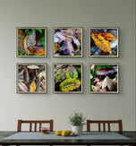 Autumn Vibrant Leaves Photography Prints | Set of 6 Unstretched Canvas Square Wall Art | Biophilic Nature Decor