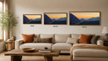 Summer Brilliance - Peaceful Sunset Over Mt. Rainier National Park | Unframed Horizontal Panoramic Canvas Biophilic Wall Art