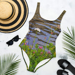 Tipsoo Lake Wildflowers One-Piece Swimsuit | Mt. Rainier Alpine Wildflowers | All-Over Print Nature Swimwear