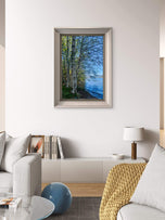 Tranquil Birch Trees by Mountain Lake Canvas Wall Art | Unframed Vertical Nature Photography Print | Biophilic Décor for Living Room, Bedroom & Office