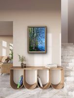 Tranquil Birch Trees by Mountain Lake Canvas Wall Art | Unframed Vertical Nature Photography Print | Biophilic Décor for Living Room, Bedroom & Office