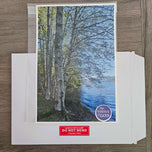 Tranquil Birch Trees by Mountain Lake Canvas Wall Art | Unframed Vertical Nature Photography Print | Biophilic Décor for Living Room, Bedroom & Office
