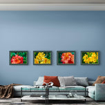 Vibrant Rhododendron Flowers Canvas Wall Art Set of 4 | Unframed Horizontal Macro Photography Prints | Biophilic Décor for Living Room, Bedroom & Office