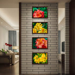 Vibrant Rhododendron Flowers Canvas Wall Art Set of 4 | Unframed Horizontal Macro Photography Prints | Biophilic Décor for Living Room, Bedroom & Office