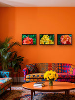 Vibrant Rhododendron Flowers Canvas Wall Art Set of 4 | Unframed Horizontal Macro Photography Prints | Biophilic Décor for Living Room, Bedroom & Office