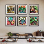 Vibrant Spring Succulents Canvas Wall Art Set of 6 — Unframed Square Macro Photography Prints