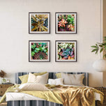Vibrant Spring Succulents Canvas Wall Art Set of 6 — Unframed Square Macro Photography Prints