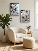 White Cherry Blossom Rain Photography Canvas Wall Art Set of 4 | Unframed Vertical Prints | Biophilic Décor for Living Room, Bedroom & Office