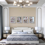 White Cherry Blossom Rain Photography Canvas Wall Art Set of 4 | Unframed Vertical Prints | Biophilic Décor for Living Room, Bedroom & Office