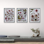 White Cherry Blossom Rain Photography Canvas Wall Art Set of 4 | Unframed Vertical Prints | Biophilic Décor for Living Room, Bedroom & Office