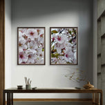 White Cherry Blossom Rain Photography Canvas Wall Art Set of 4 | Unframed Vertical Prints | Biophilic Décor for Living Room, Bedroom & Office