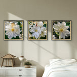 White Magnolia Blossom Macro Photography Canvas Set of 6 | Unframed Square Prints | Biophilic Décor for Living Room, Bedroom & Office