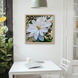 White Magnolia Blossom Macro Photography Canvas Set of 6 | Unframed Square Prints | Biophilic Décor for Living Room, Bedroom & Office