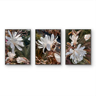 White Star Magnolia Blossom Photography Canvas Set of 3 | Unframed Vertical Prints | Biophilic Décor for Living Room, Bedroom & Office