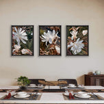 White Star Magnolia Blossom Photography Canvas Set of 3 | Unframed Vertical Prints | Biophilic Décor for Living Room, Bedroom & Office
